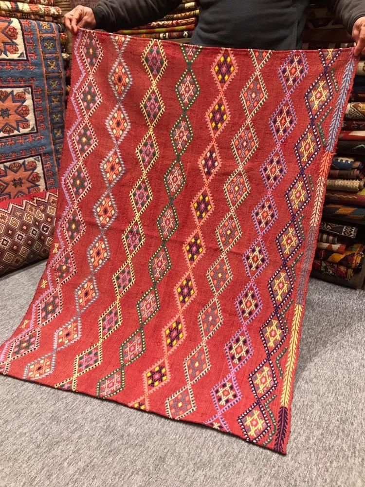 オールドキリム/トルコ・コンヤ/ジジム織りキリム約133×97cm - 手織り