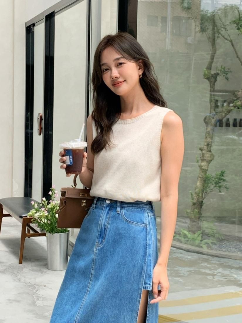 NS LINEN KNIT TOPS NATURAL - BIRTHDAY BASH