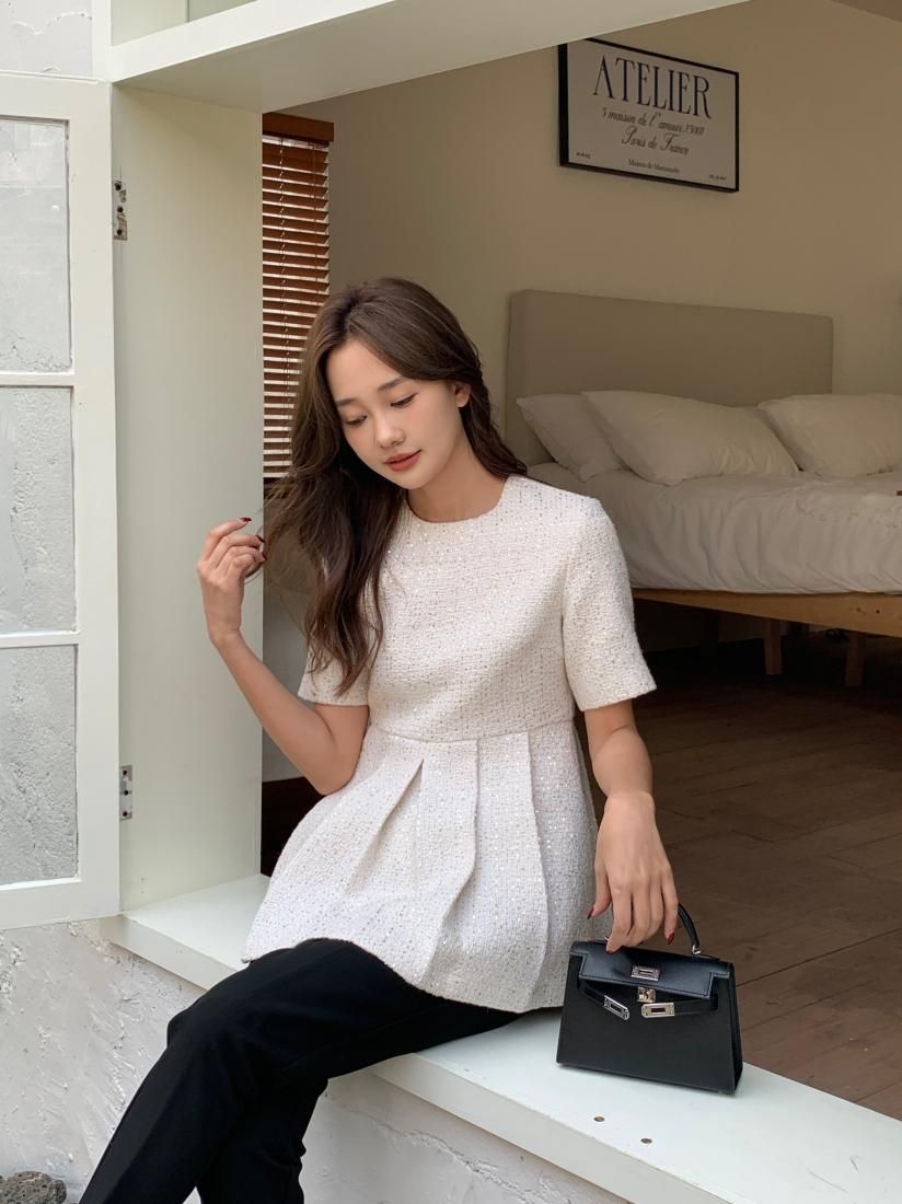 TWEED TUCK PEPLUM TOPS - BIRTHDAY BASH