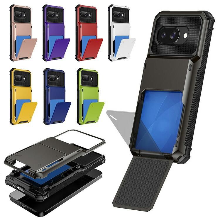 Pixel9a ケース カバー カード収納 スロット付き TPU + プラスチック
