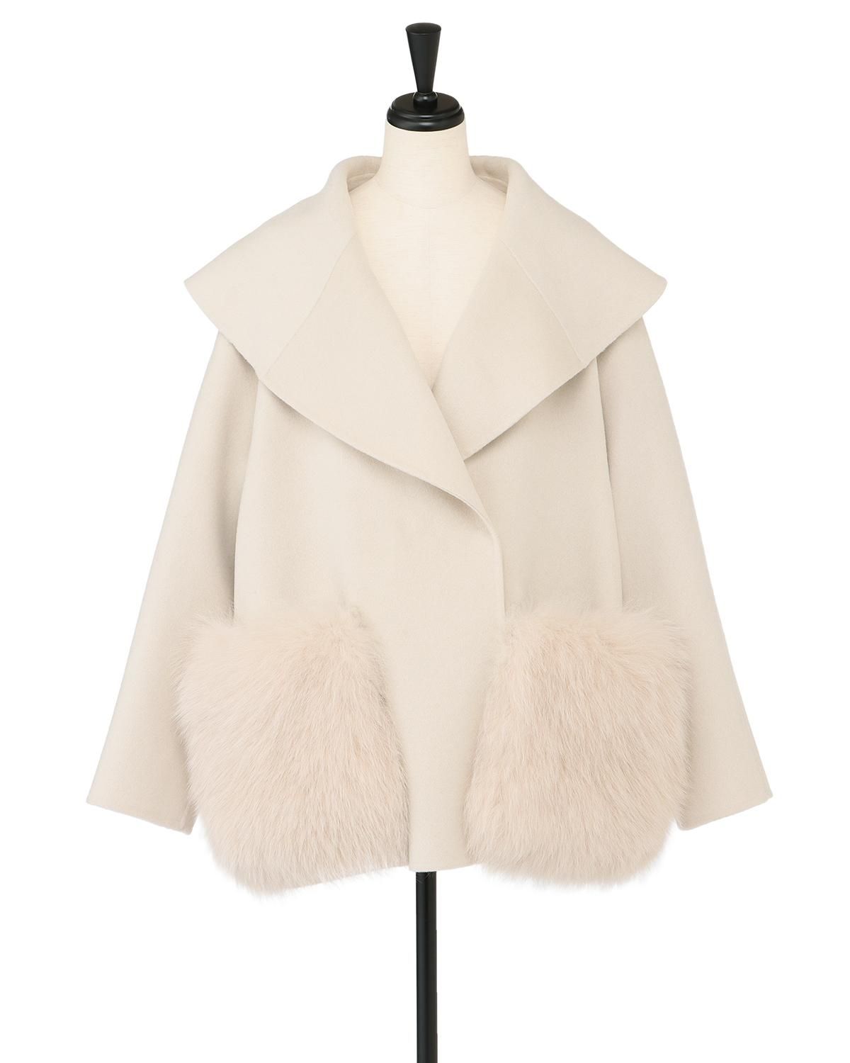 即納＋受注】ウールダブルフェイスショールカラーボリュームFOX