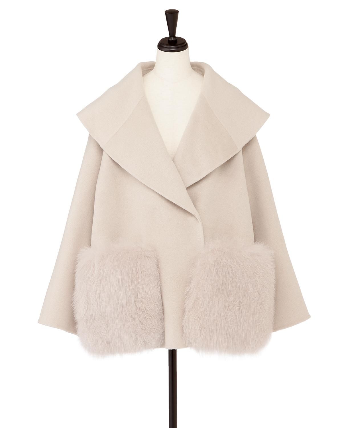 即納＋受注】ウールダブルフェイスショールカラーボリュームFOX