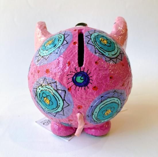 紙張り子の貯金箱（ゾウさん）ピンク - tsotang