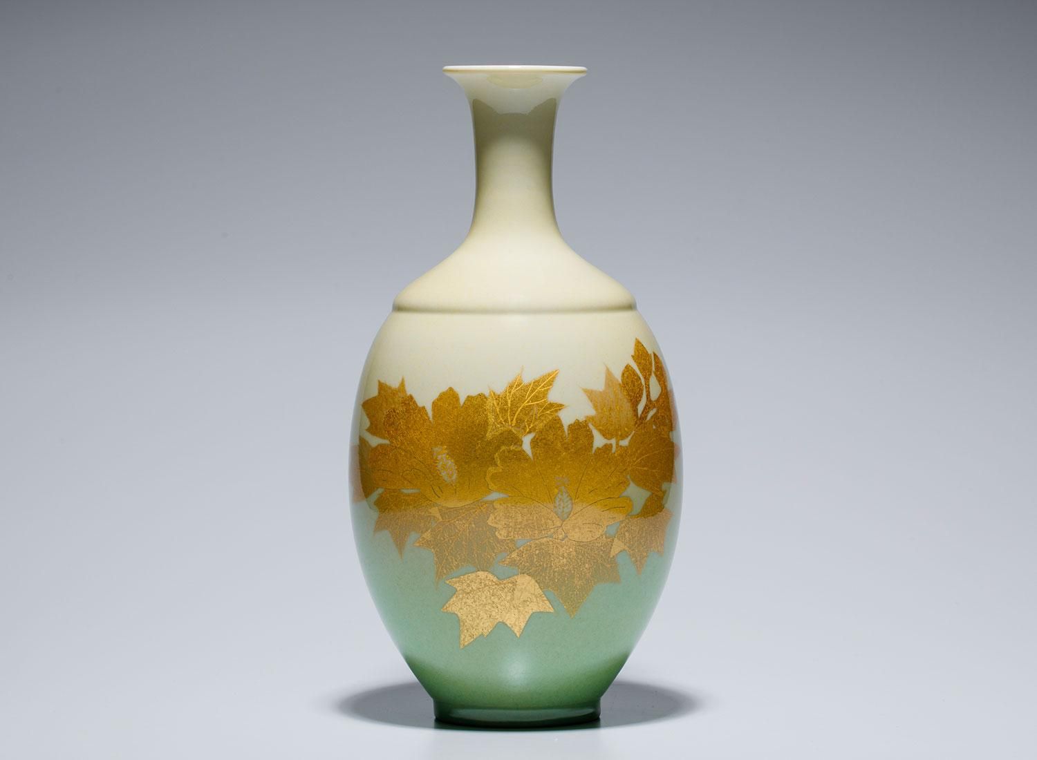 人間国宝 吉田美統作 8号花瓶 釉裏金彩芙蓉 - 九谷満月公式オンライン