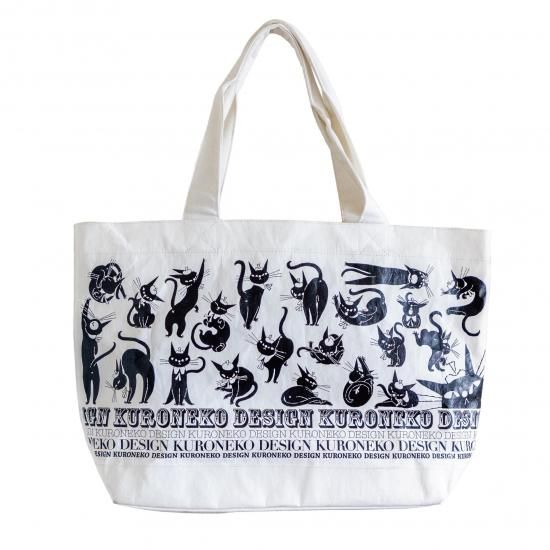 黒ねこ意匠 | ウォッシャブルペーパー BIGトートバッグ - Harappa