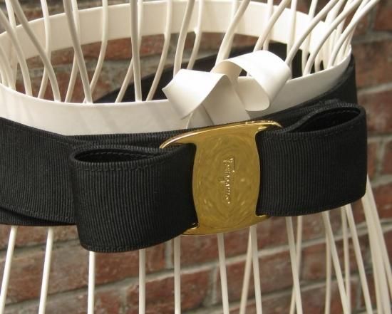 Salvatore Ferragamo ヴァラ グログラン リボン ベルト ブラック