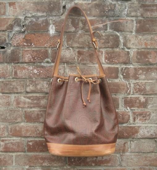 ETRO （エトロ ヴィンテージ） レザー ペイズリー柄 巾着 ショルダー