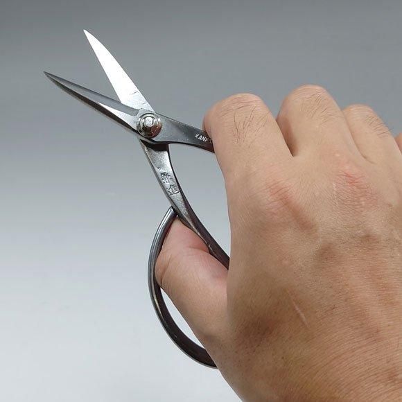 盆栽道具 鎬付きステンレス小枝切鋏