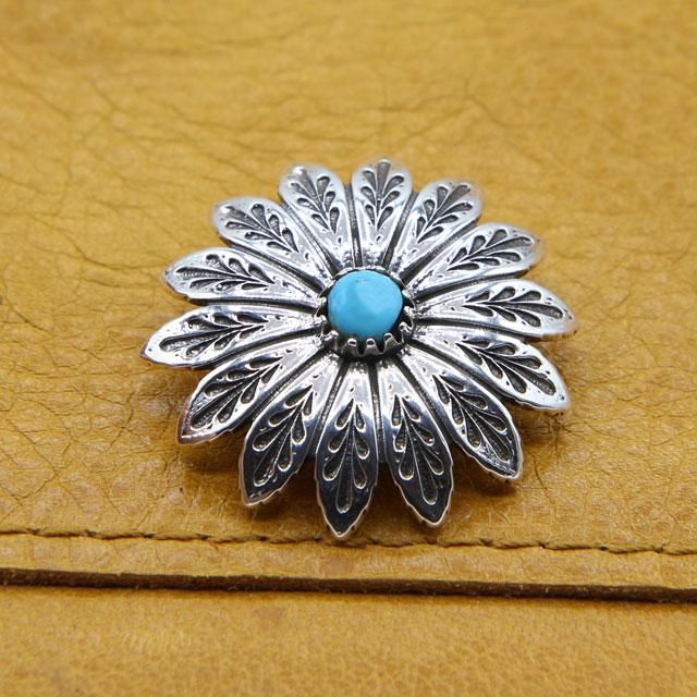 フェザーペタル シルバーコンチョボタン ターコイズ 28mm