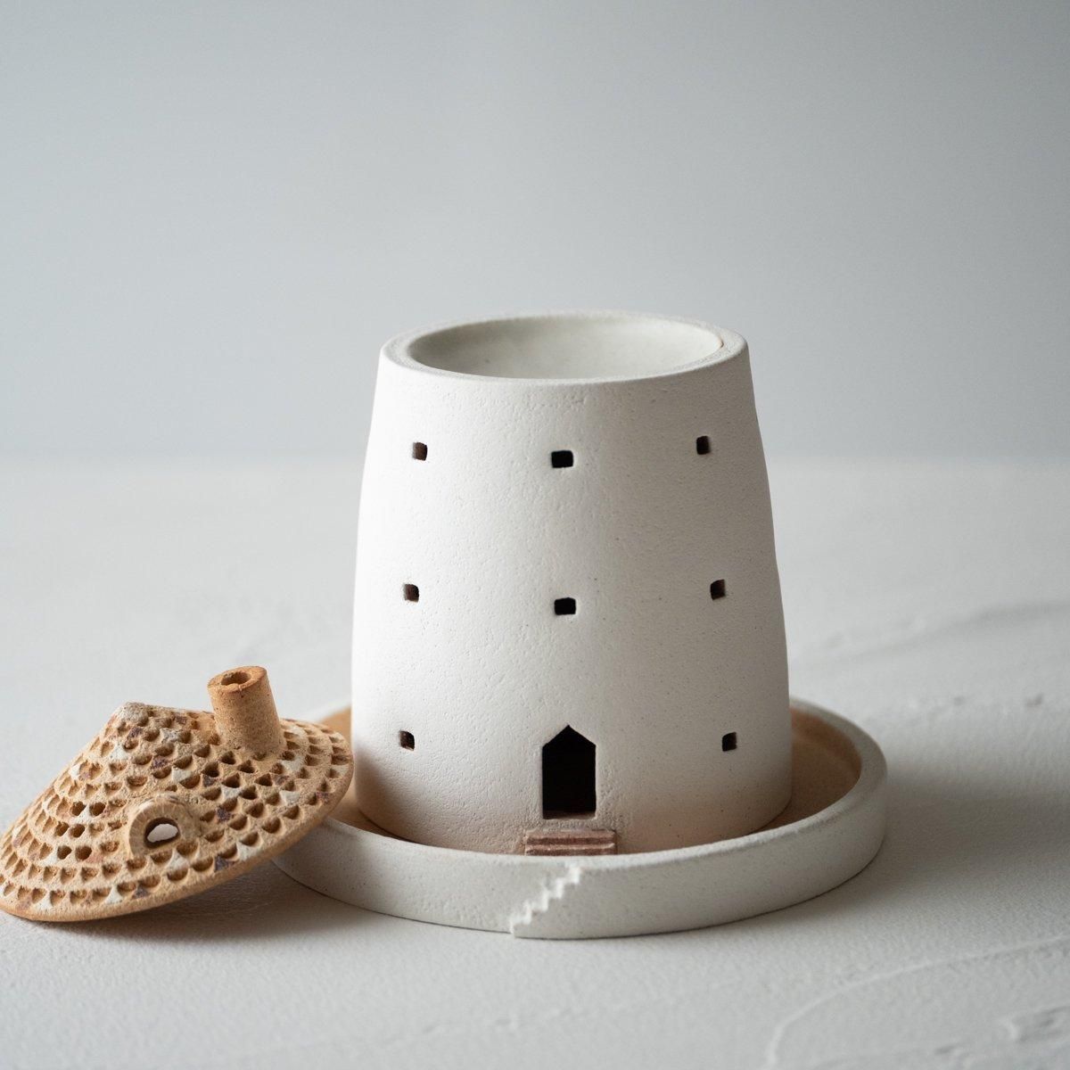 森和良・森明子（森の種陶工所） 家のアロマポット（ソーサー付き