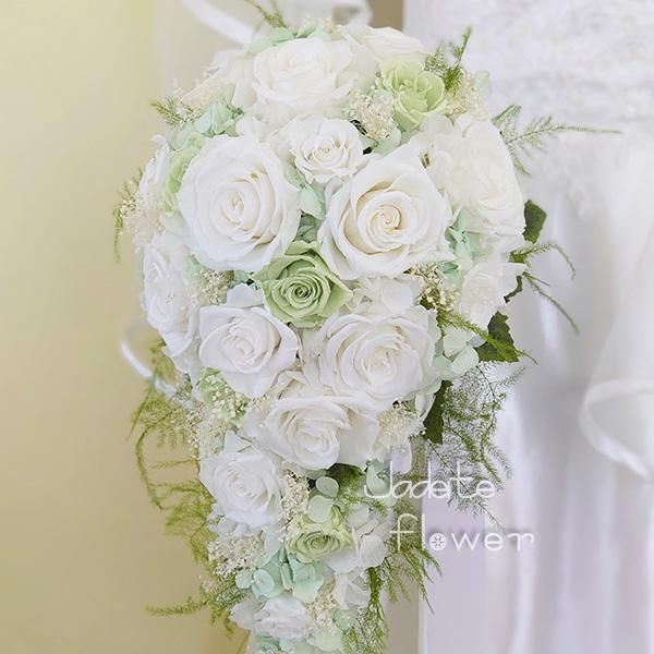 プリザーブドフラワーキャスケードブーケ（ホワイトミント）【ジェイ