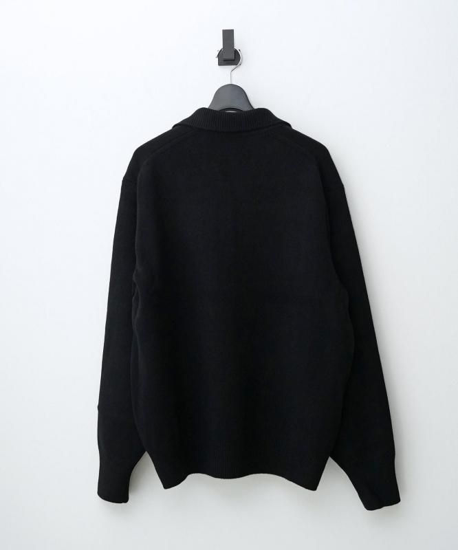 ssstein】EXTRA FINE WOOL KNIT SKIPPER LS BLACK - WASTE