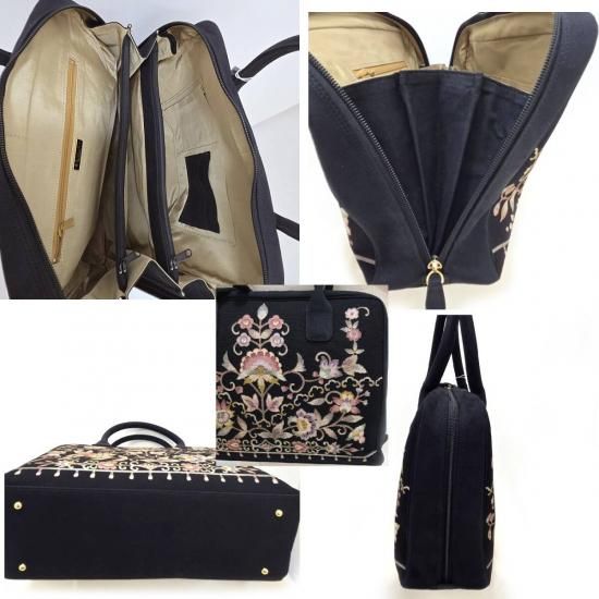 岡重 バッグ OKAJIMA 京友禅染め 岡重 ドレスボストン型 ブラック