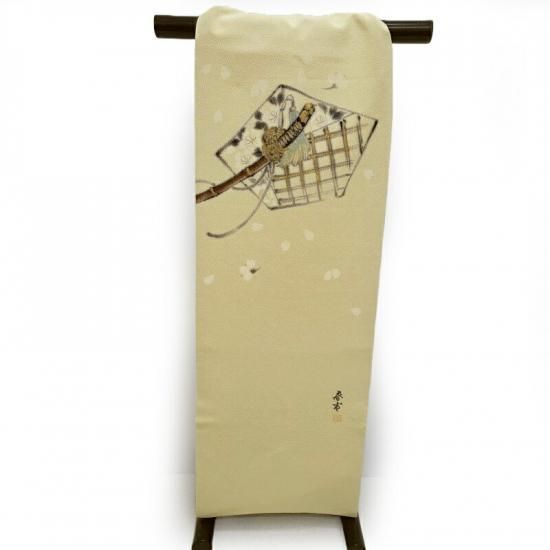 名古屋帯 桜花と日本刀 山科春宣 カジュアル 九寸名古屋帯 御仕立上り