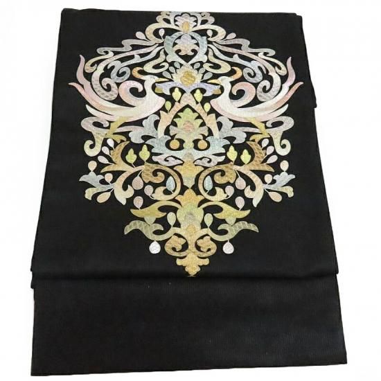 袋帯 佐賀錦刺繍 オリエンタル文様 手加工刺繍 正装 礼装 御仕立上り