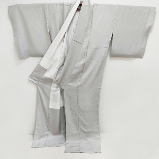 色無地 新品 お仕立済み お茶席着物 【桐竹鳳凰紋・絹鼠色】 白生地