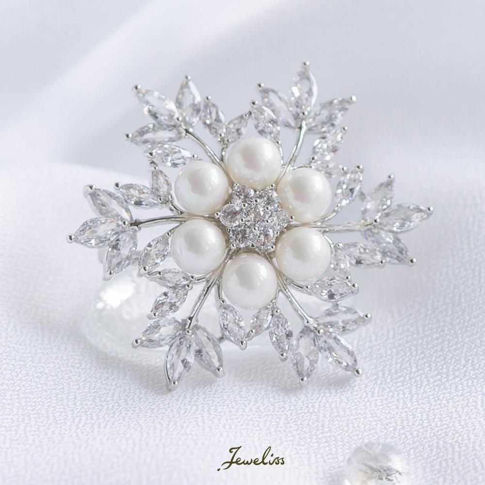 Jeweliss リサシオン クリスタルフラワー パール 雪の結晶 シルバー