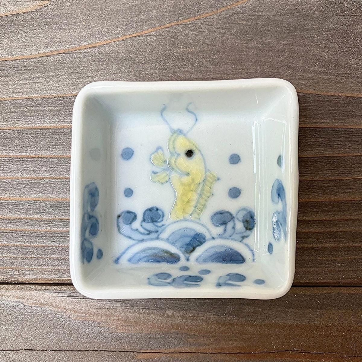 色絵絵変わり角豆鉢（魚） - 器まるかく京都