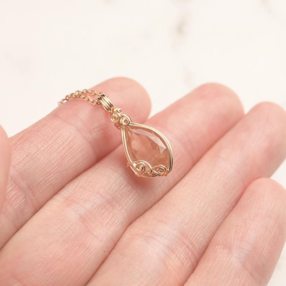 オレゴンサンストーン ペンダントトップ ワイヤーラッピング 14kgf