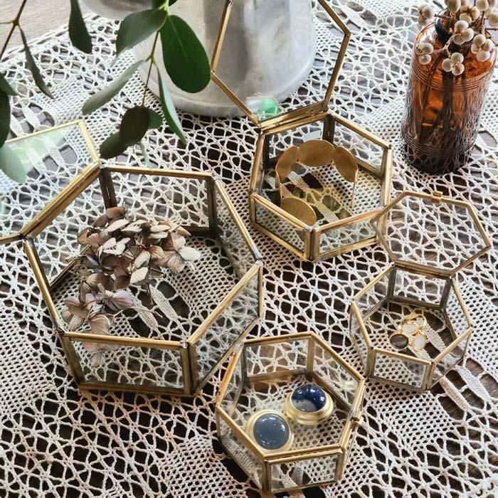 真鍮ガラス・アクセサリーボックス・(SS)・アンティーク加工ガラス