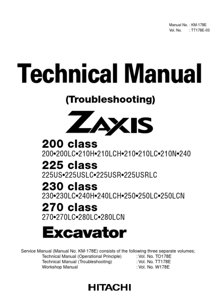Technical Manual (Troubleshooting) of ZX 200-225-230-270 Class