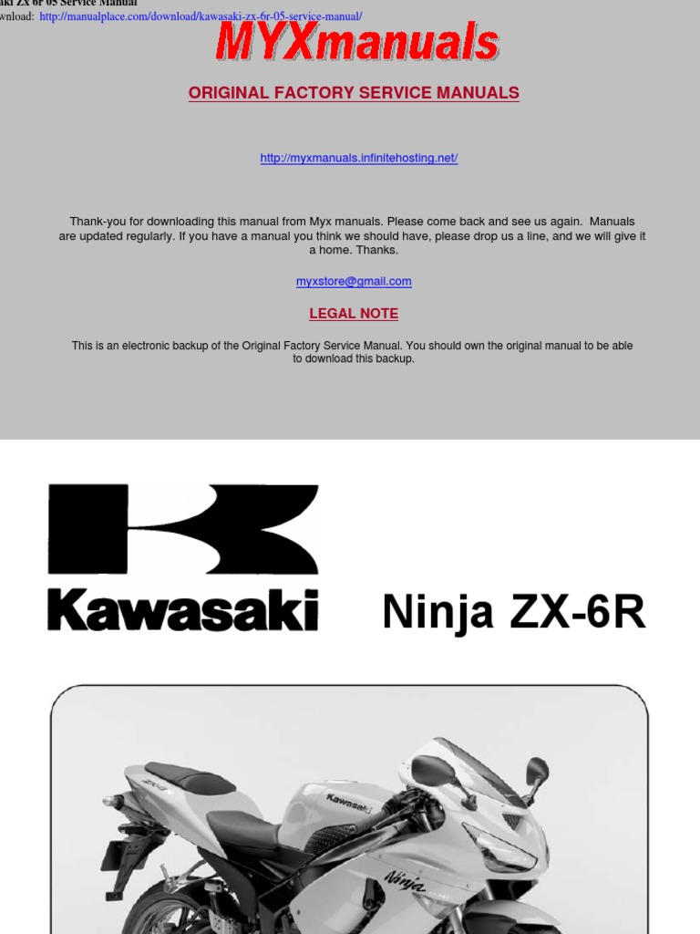 Kawasaki ZX 6r 05 Service Manual | PDF | Exhaust Gas | Machines