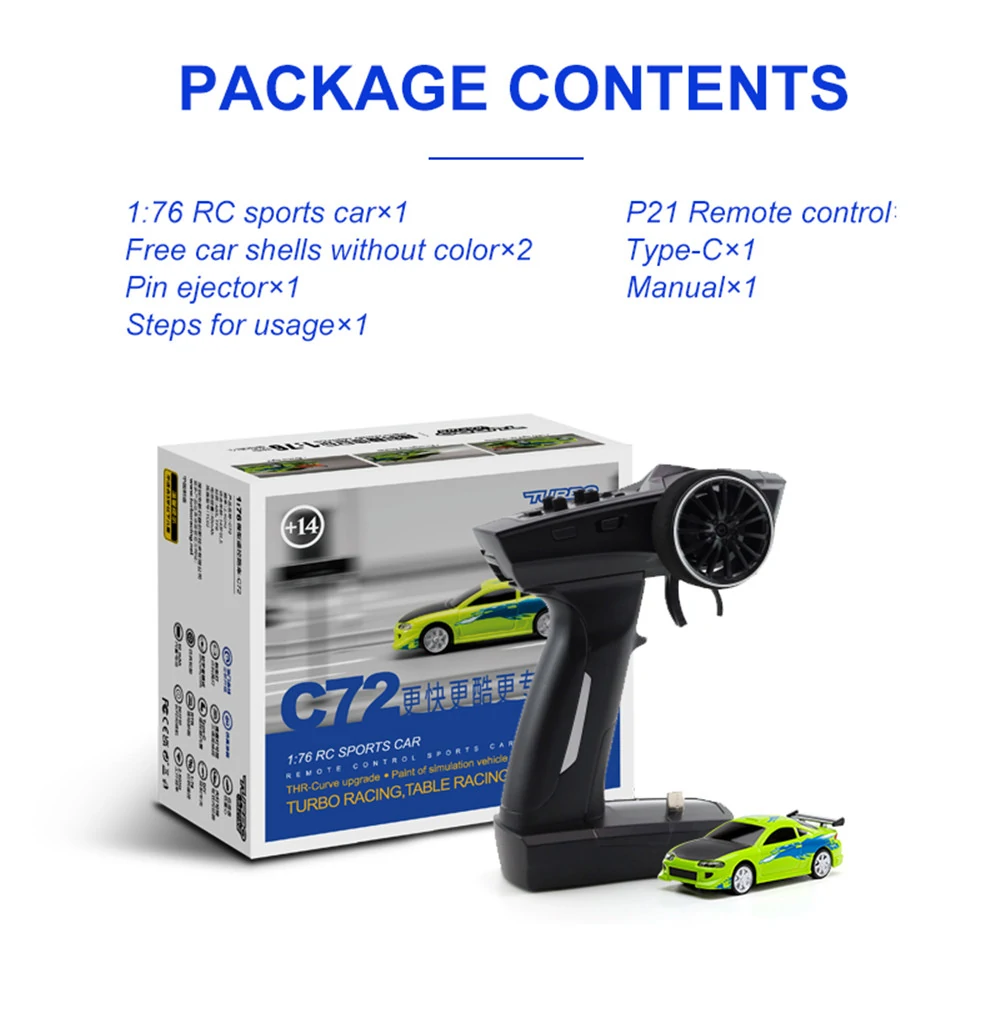 Turbo Racing 1:76 Scale RC Sports Car C72/C73 – Tiny Whoop