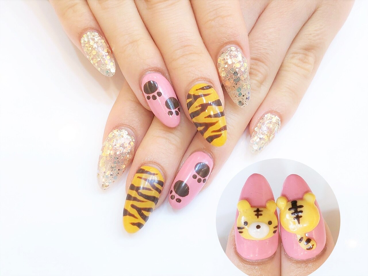 3dネイルパーツ ネイルパーツ ライオン トラ デコパーツ バレンタイン