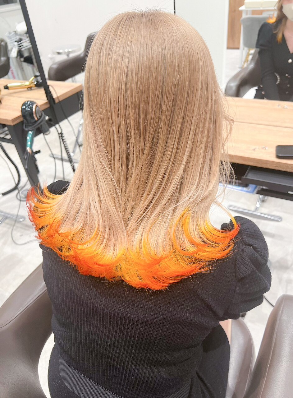 ミルクティーベージュ×オレンジカラー ≪エンドカラー≫：L180095538