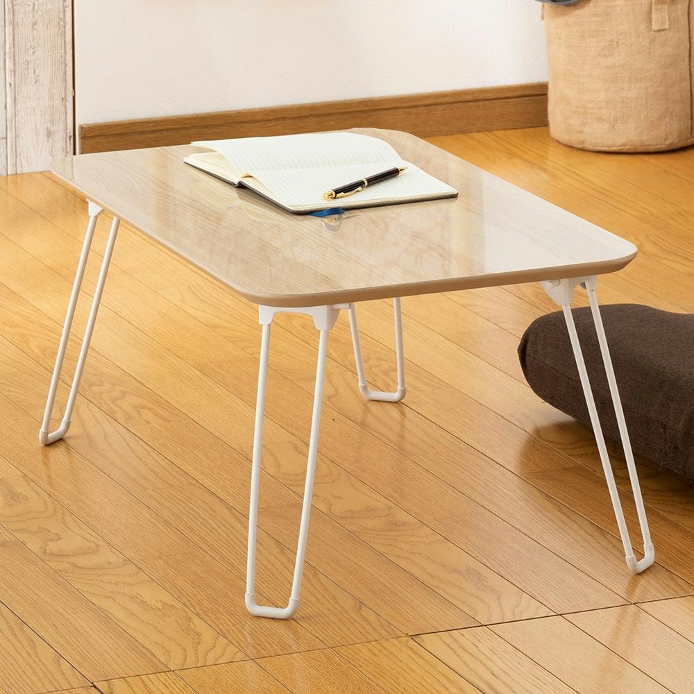 木目調鏡面折りたたみテーブル ナチュラル 45×30cm T1 | テーブル・机