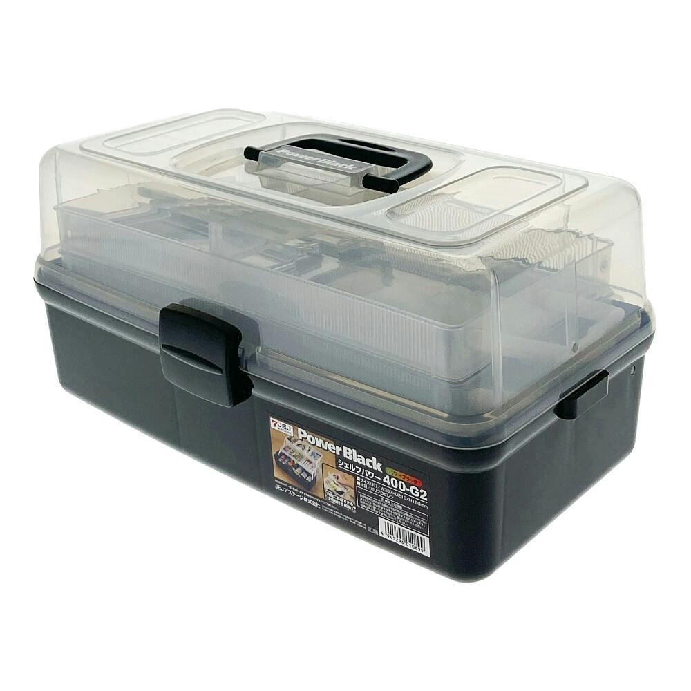 JEJアステージ i-BEAM シェルフボックス ブラック/クリア SP-400G2-BK