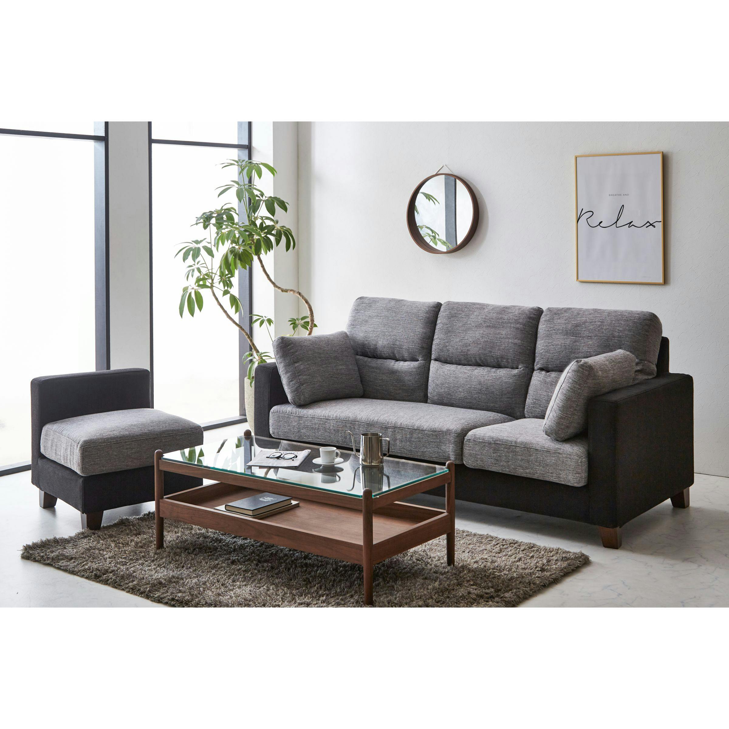 to meet ソファー シンフォニー7GY/BK グレー/ブラック 3人掛け 297500