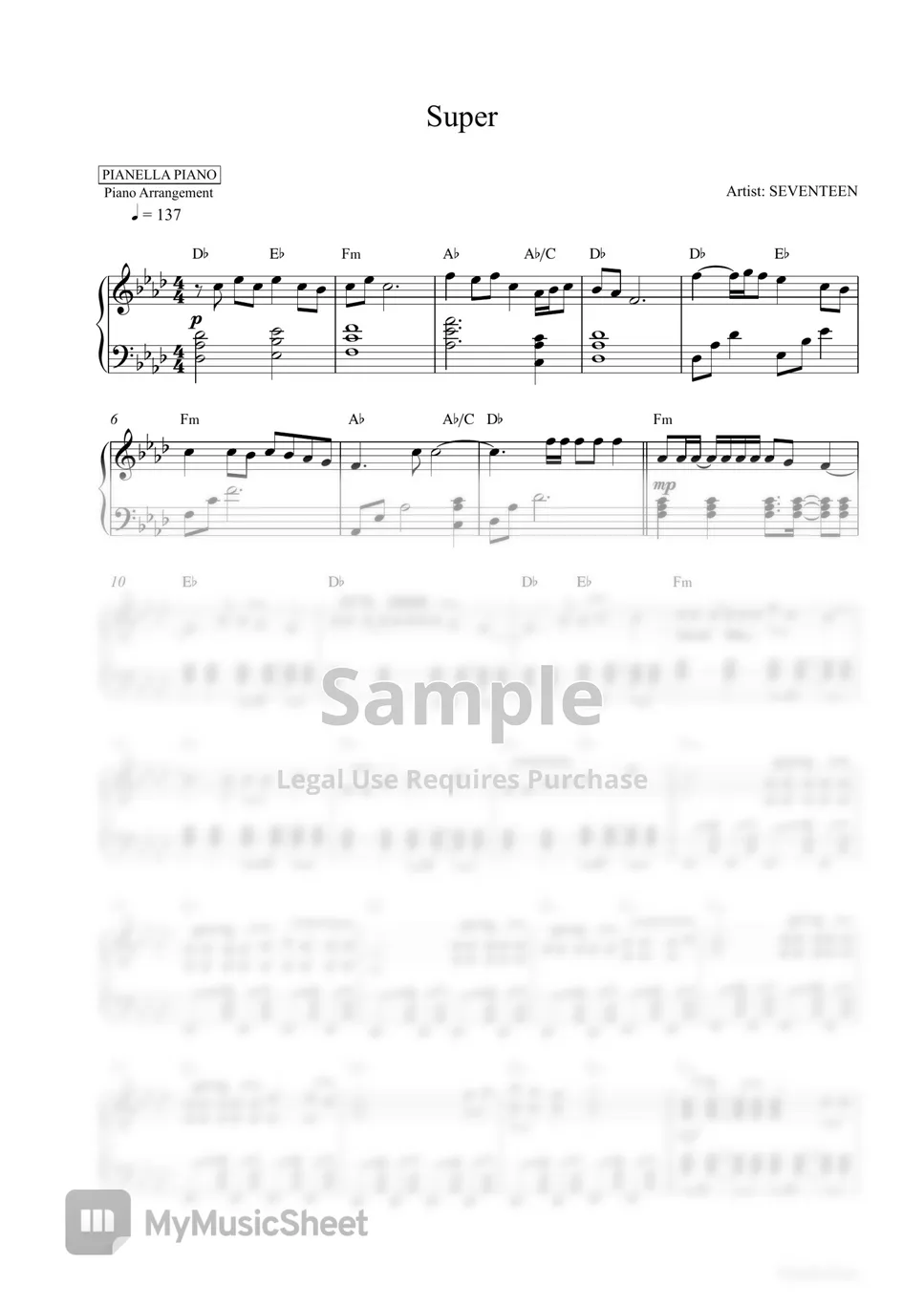SEVENTEEN - Super (Piano Sheet) ピアノPDF | Pianella Piano | mymusic5