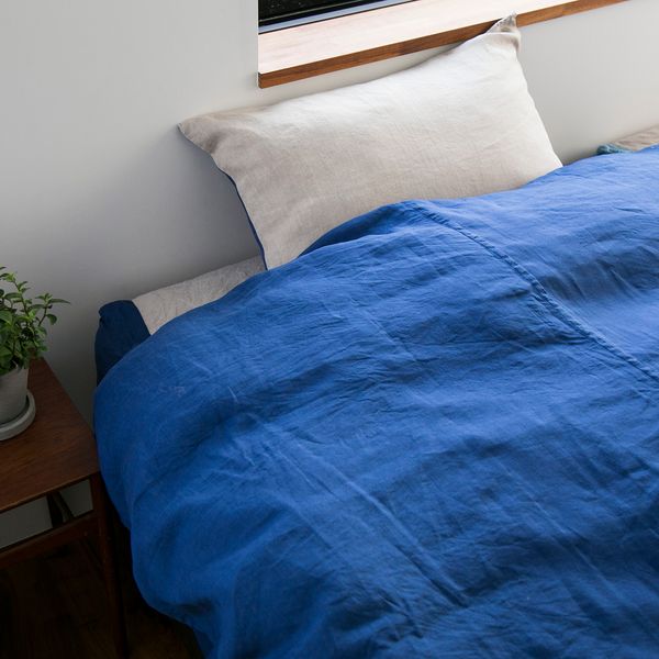 TENJIN FACTORY/リネン布団カバー フラックスxネイビー シングル -1枚