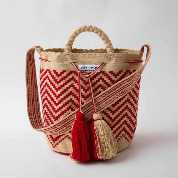 Wayuula/ワユーバッグ ローズ L -ワユー族の女性たちがひと月かけて