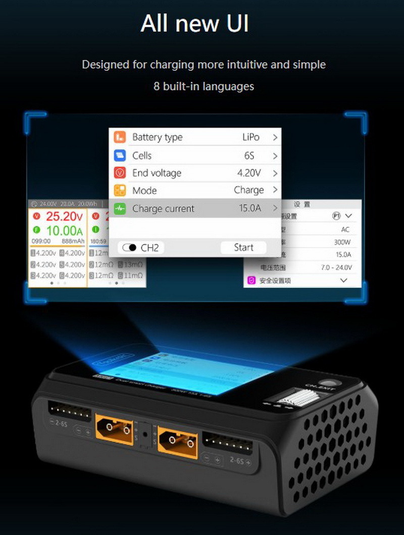 ToolkitRC M6D 500w 15A Dual Channel Mini Smart Charger