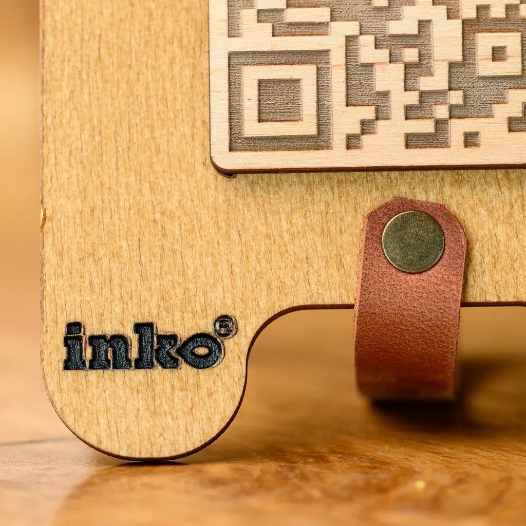 Wooden Tabletop with QR Code Menu Sign - Restaurant Table QR Stand