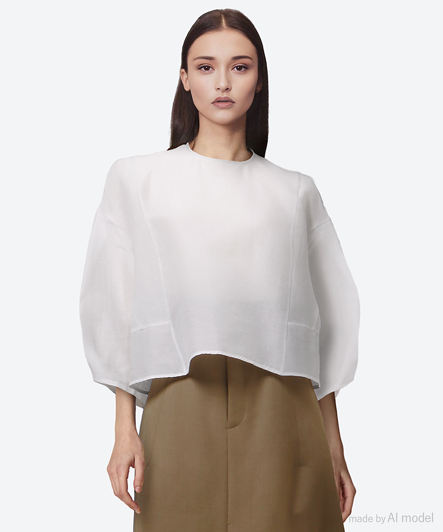 コットンシルクパフショートスリーブブラウス | BLAMINK (Women