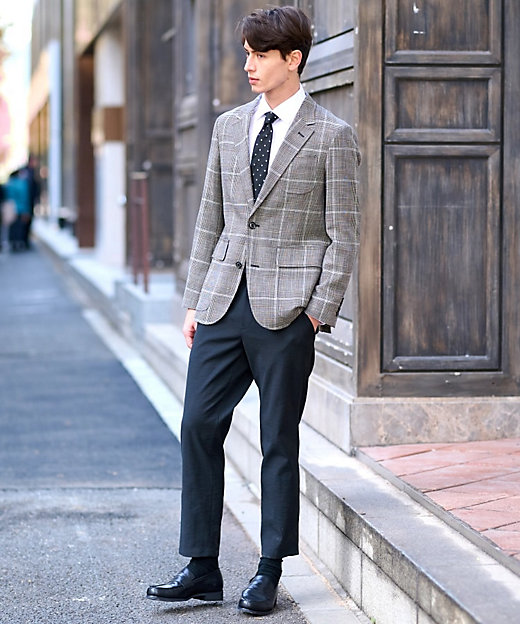 ウールコットン グレンチェックジャケット（2002416675