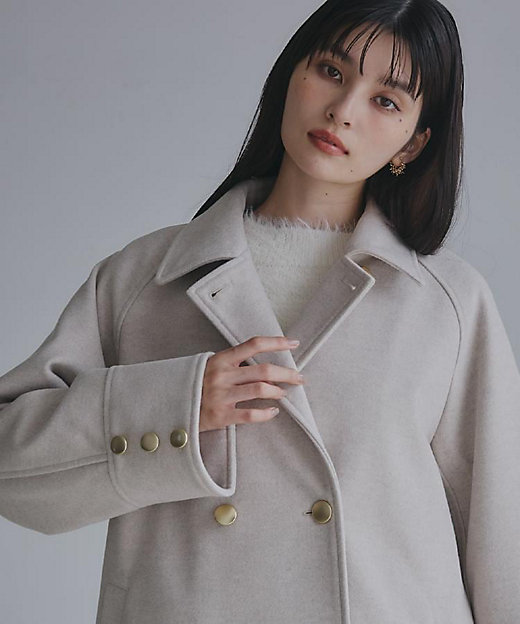 クラシカルな装い ウールライクスタンドカラーコート