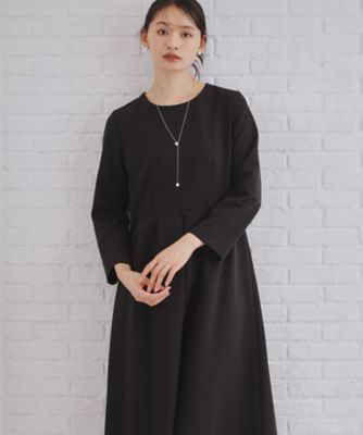 通勤・セレモニー／セットアップ対応》タックフレアワンピース／ダブル