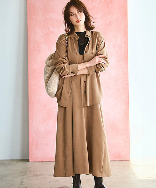 見上愛さん着用／Oggi10月号掲載／洗える】スエーディーサテン