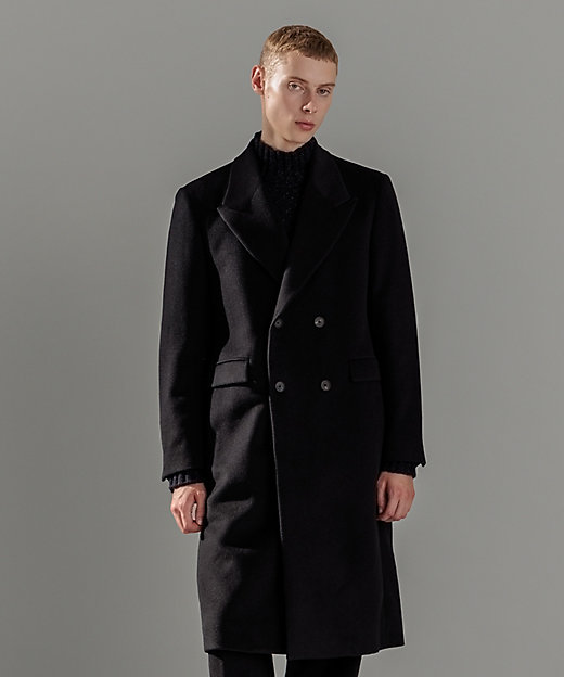 WEB限定】グロッシーウール ダブルブレストチェスターコート