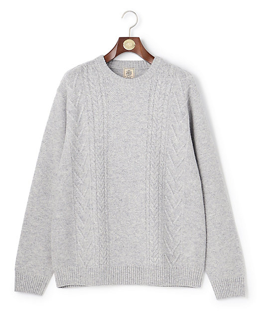 KING SIZE】【Cash Lamb's Wool】ケーブルクルー