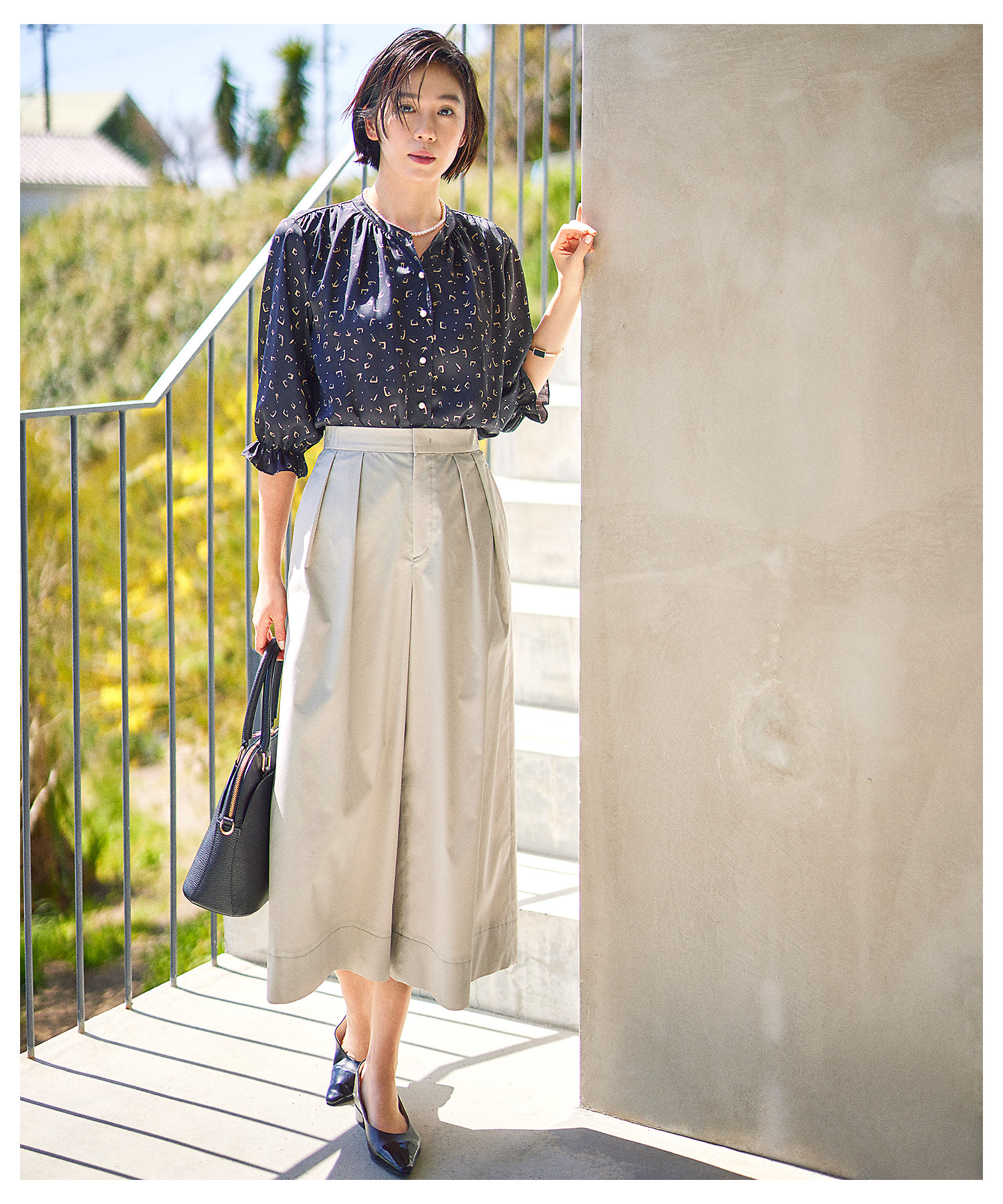 カタログ掲載・洗える】タックガウチョ パンツ（PRWMCA0010