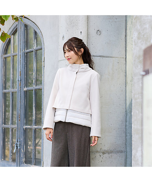 リボンカラードッキングショートコート（51106501） | Rose