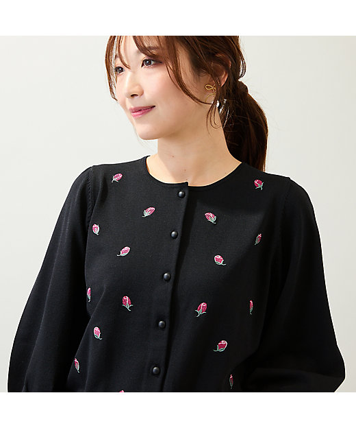 手洗いOK】つぼみ刺繍ニットカーディガン（51135501