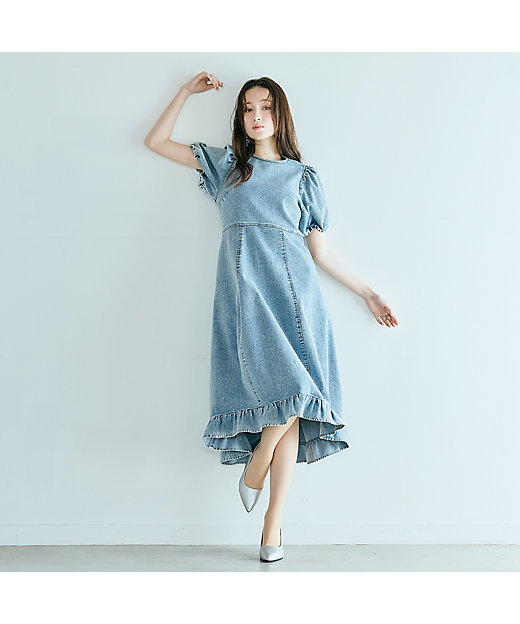 ライトデニムボリュームスリーブワンピース（83011603