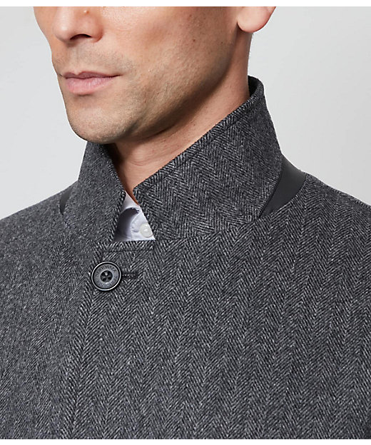 カシミヤ混 ヘリンボーン ビーバー コンバーチブルカラーコート