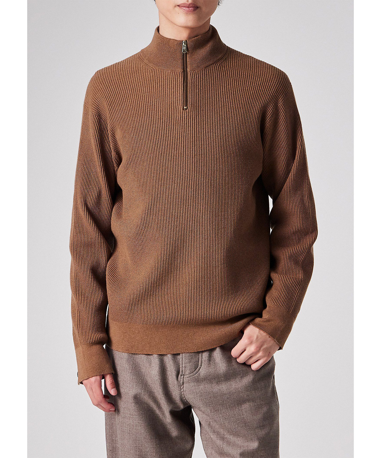 シグネチャーストライプテープ ハーフジップニット